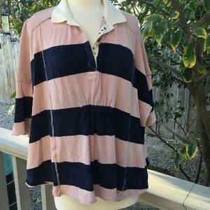 Free People, “We the Free” Pink & Navy Striped Top